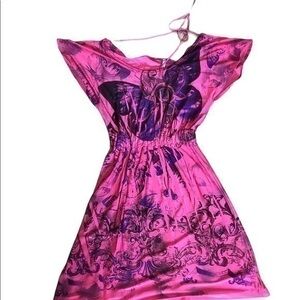 Yo Yo 5 pleated off shoulder tie in back dress